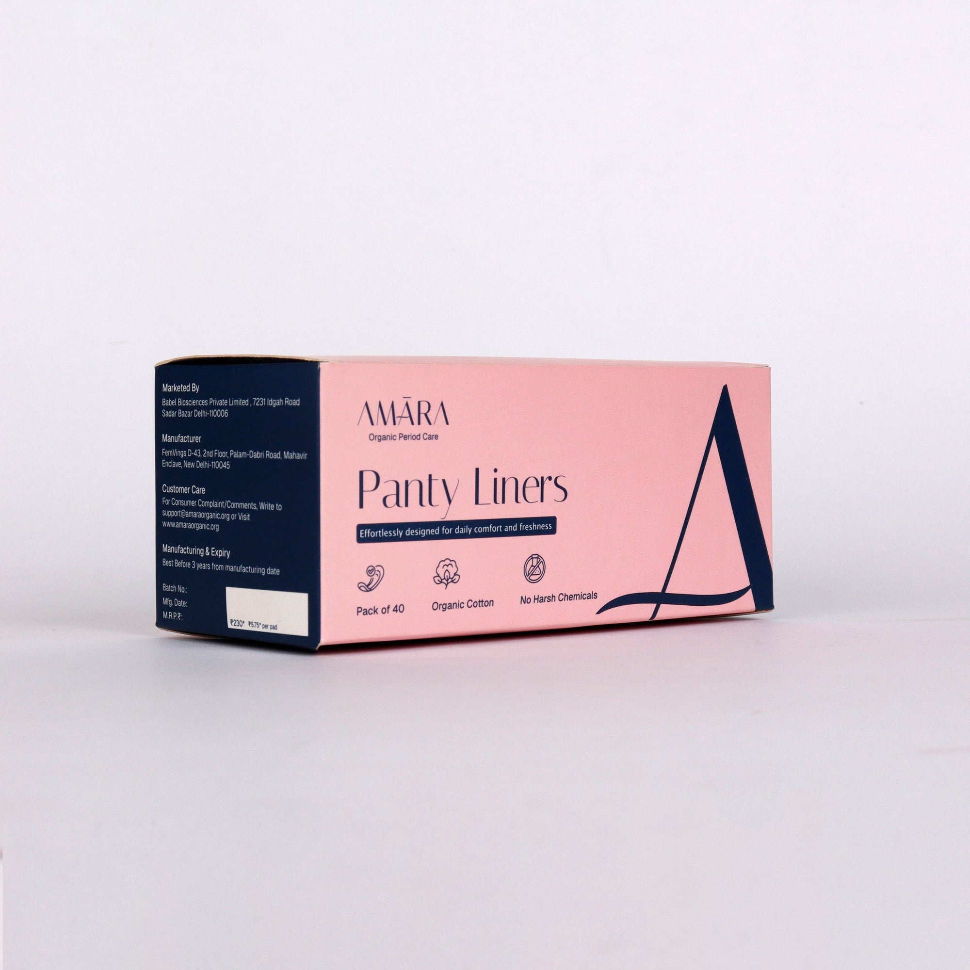 Daily Comfort Organic Cotton Panty Liners – Pack of 40