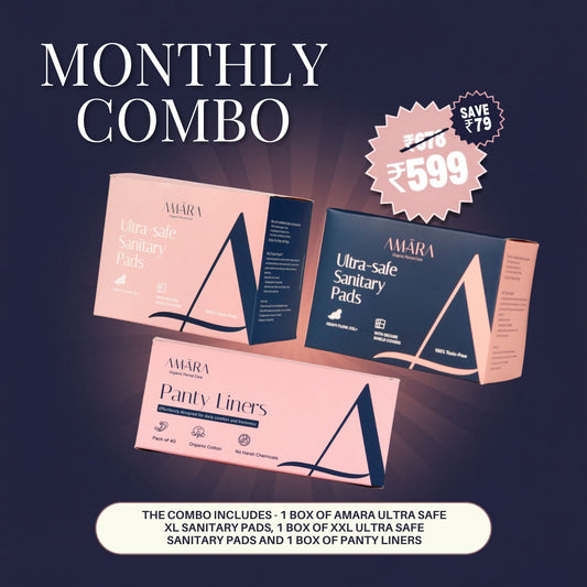 Monthly Combo set of ultra-safe sanitary pads, panty liners, and sanitizer packs